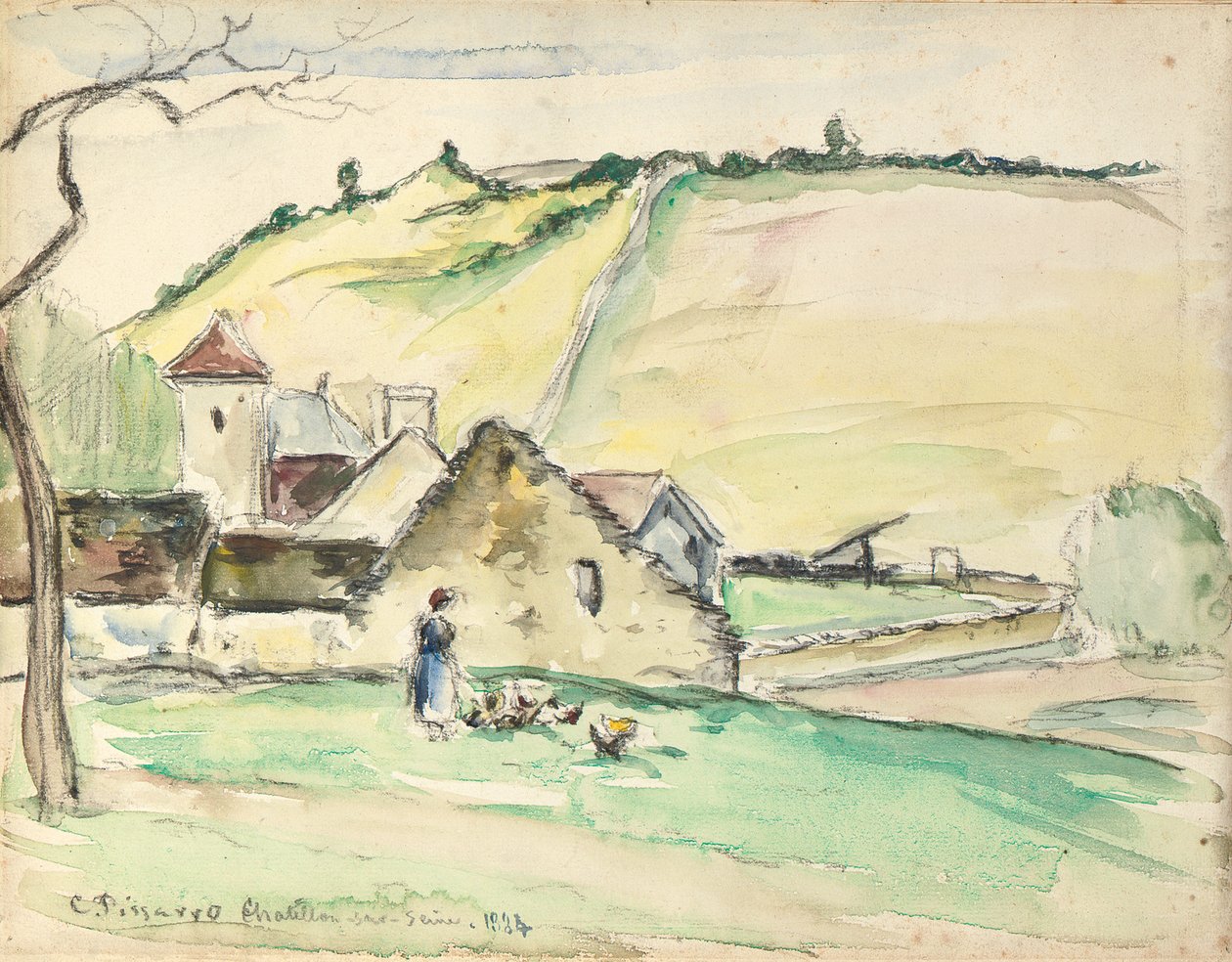 La granja en Chatillon-Sur-Seine, 1882 de Camille Jacob Pissarro