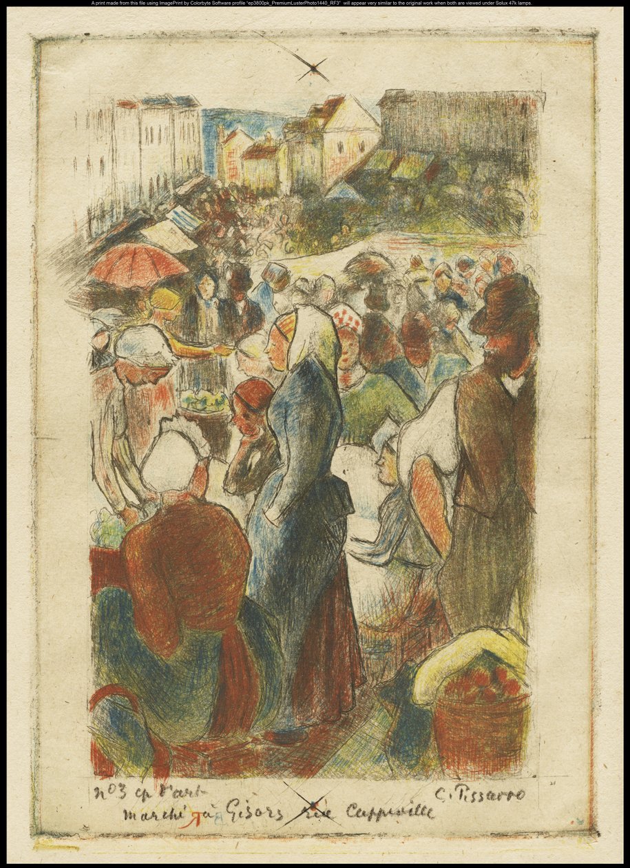 El Mercado de Gisors, Rue Cappeville, c.1894 de Camille Jacob Pissarro