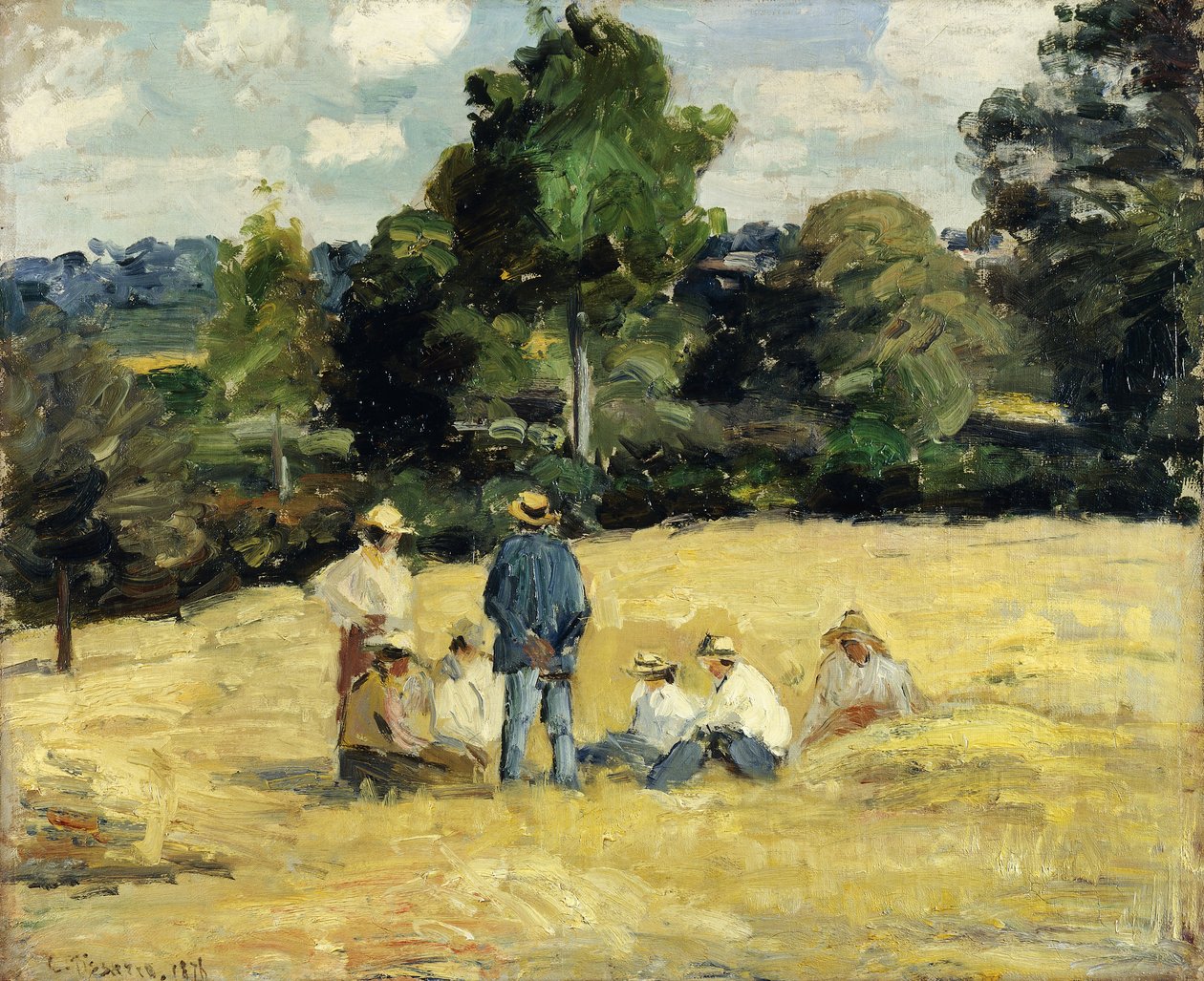 El descanso de los cosechadores, Montfoucault, 1875 de Camille Jacob Pissarro