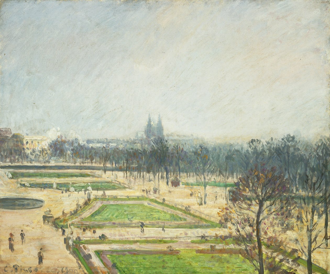 El estanque de las Tullerías, niebla de Camille Jacob Pissarro