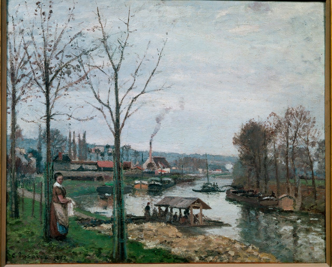 La lavandería en Port Marly de Camille Jacob Pissarro