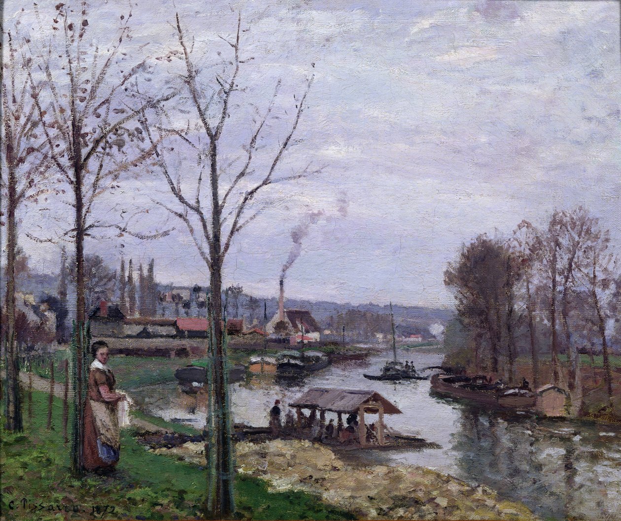 La casa de lavado, Pontoise Port-Marly, o La lavandería, 1872 de Camille Jacob Pissarro