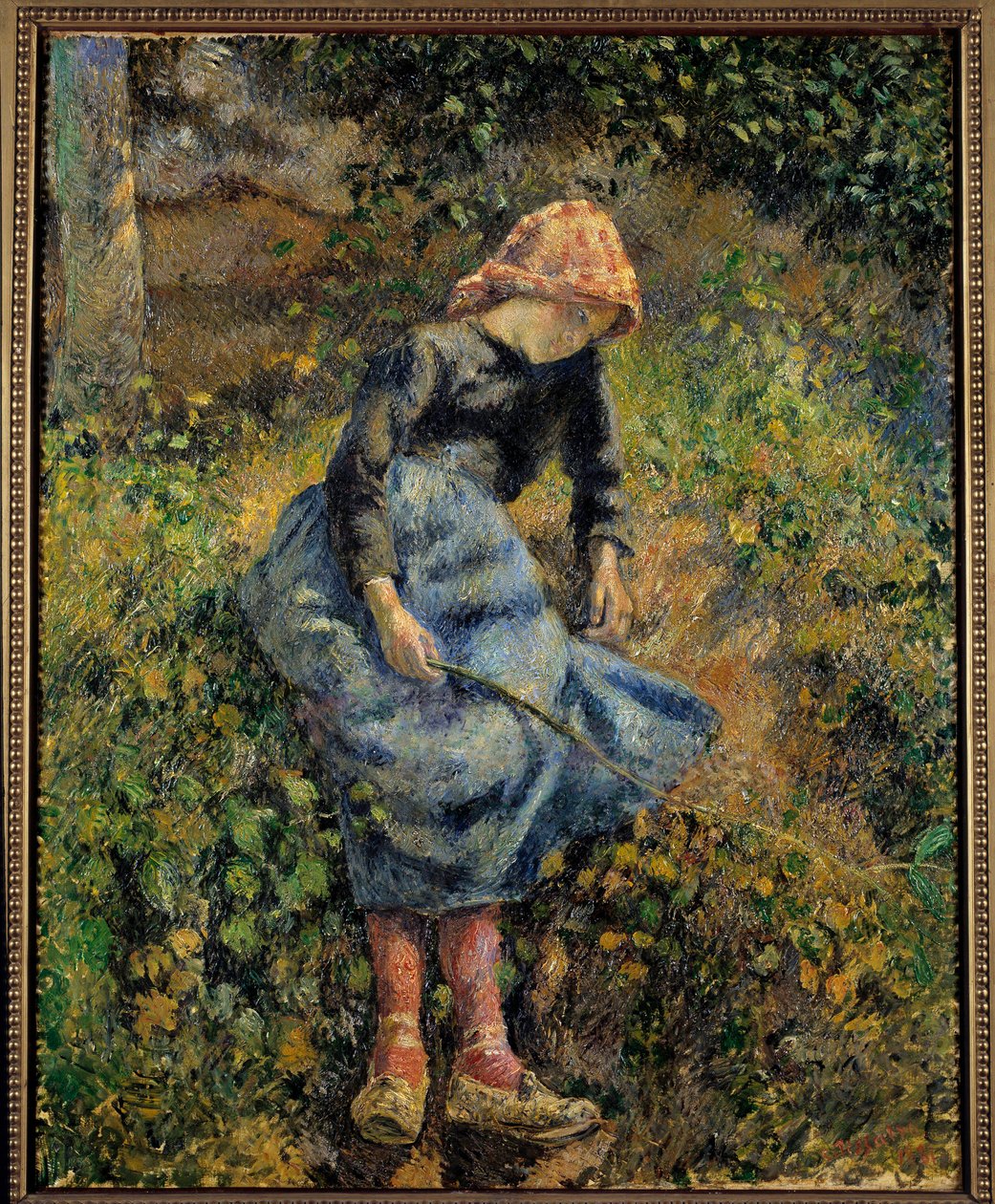 El pastor dice que la doncella tiene una varita. Pintura de Camille Pissarro (1830-1903) de Camille Jacob Pissarro