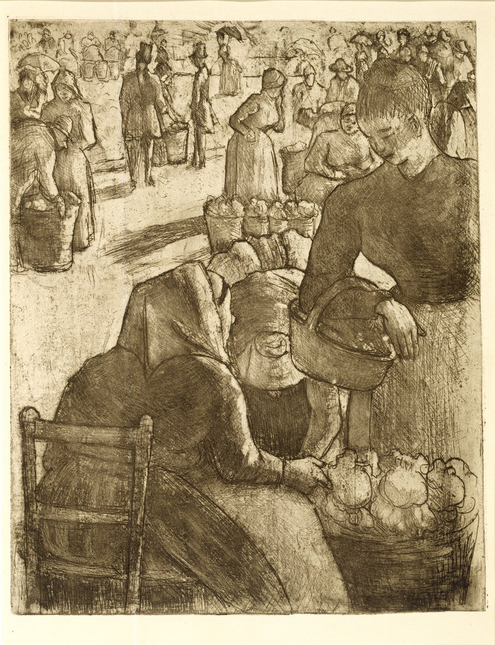 Mercado de Vegetales en Pontoise, 1891 de Camille Jacob Pissarro
