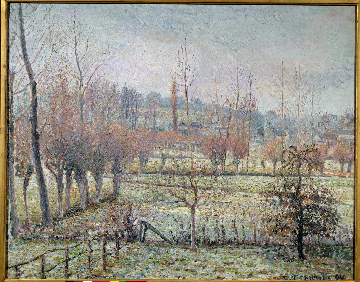 Escarcha blanca, mañana o efecto de nieve en Eragny de Camille Jacob Pissarro