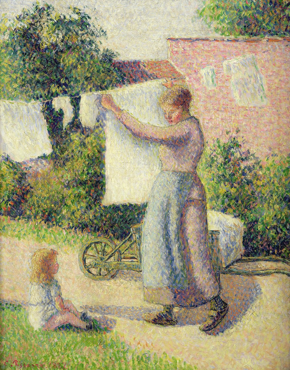 Mujer colgando la ropa, 1887 de Camille Jacob Pissarro