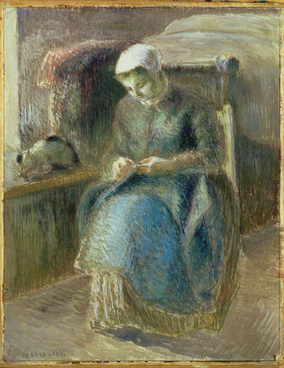 Mujer cosiendo, 1881 de Camille Jacob Pissarro