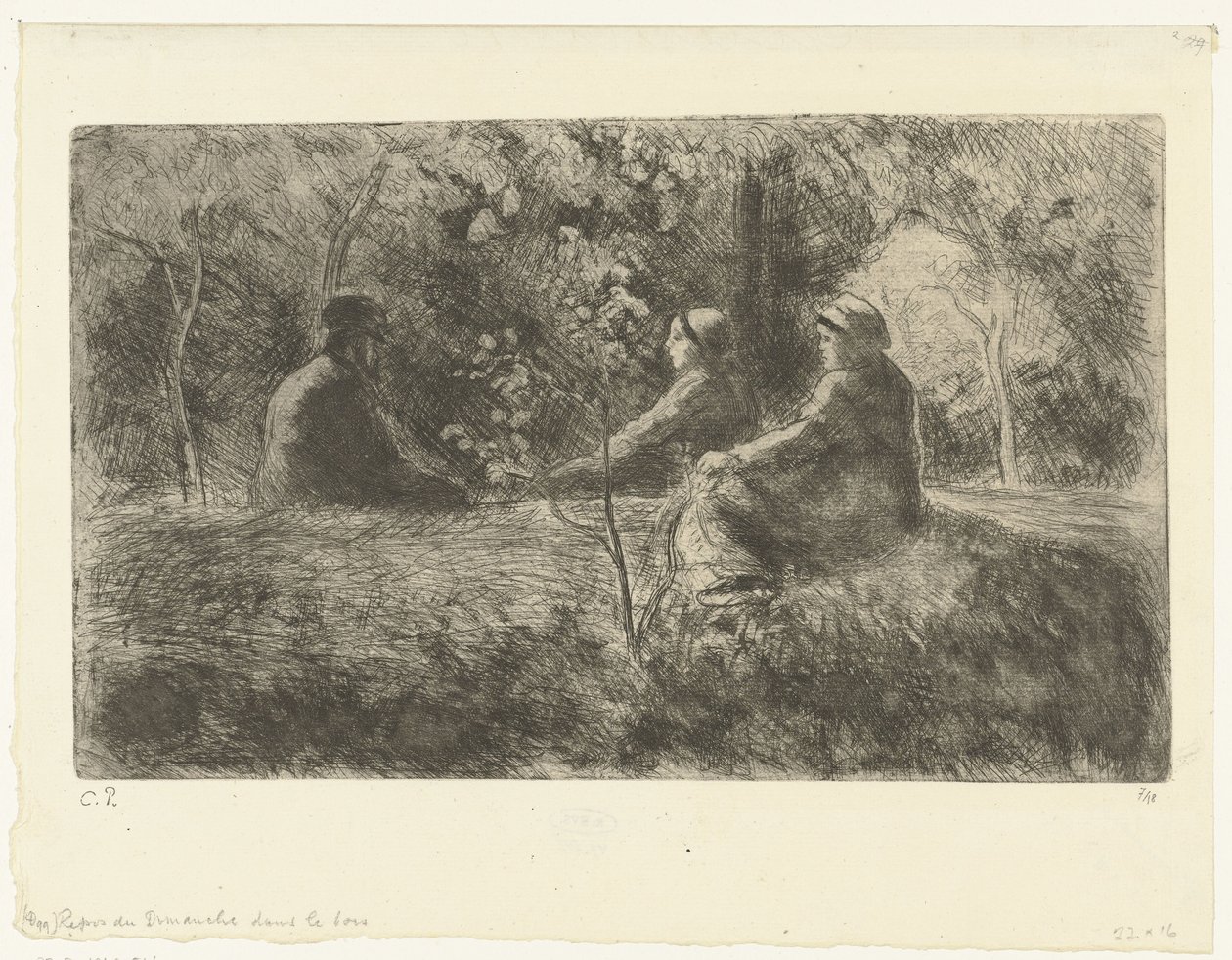 Zondagse moho en het bos Descanso dominical en el bosque de Camille Jacob Pissarro