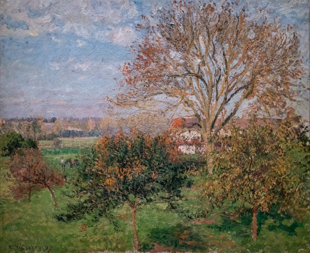 Otoño, Mañana en Eragny de Camille Pissarro