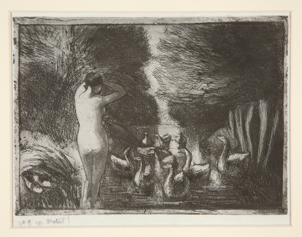 Bañista con gansos (Bañista con gansos) de Camille Pissarro