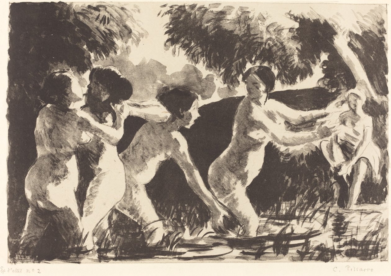 Bañistas luchando, c. 1896 de Camille Pissarro