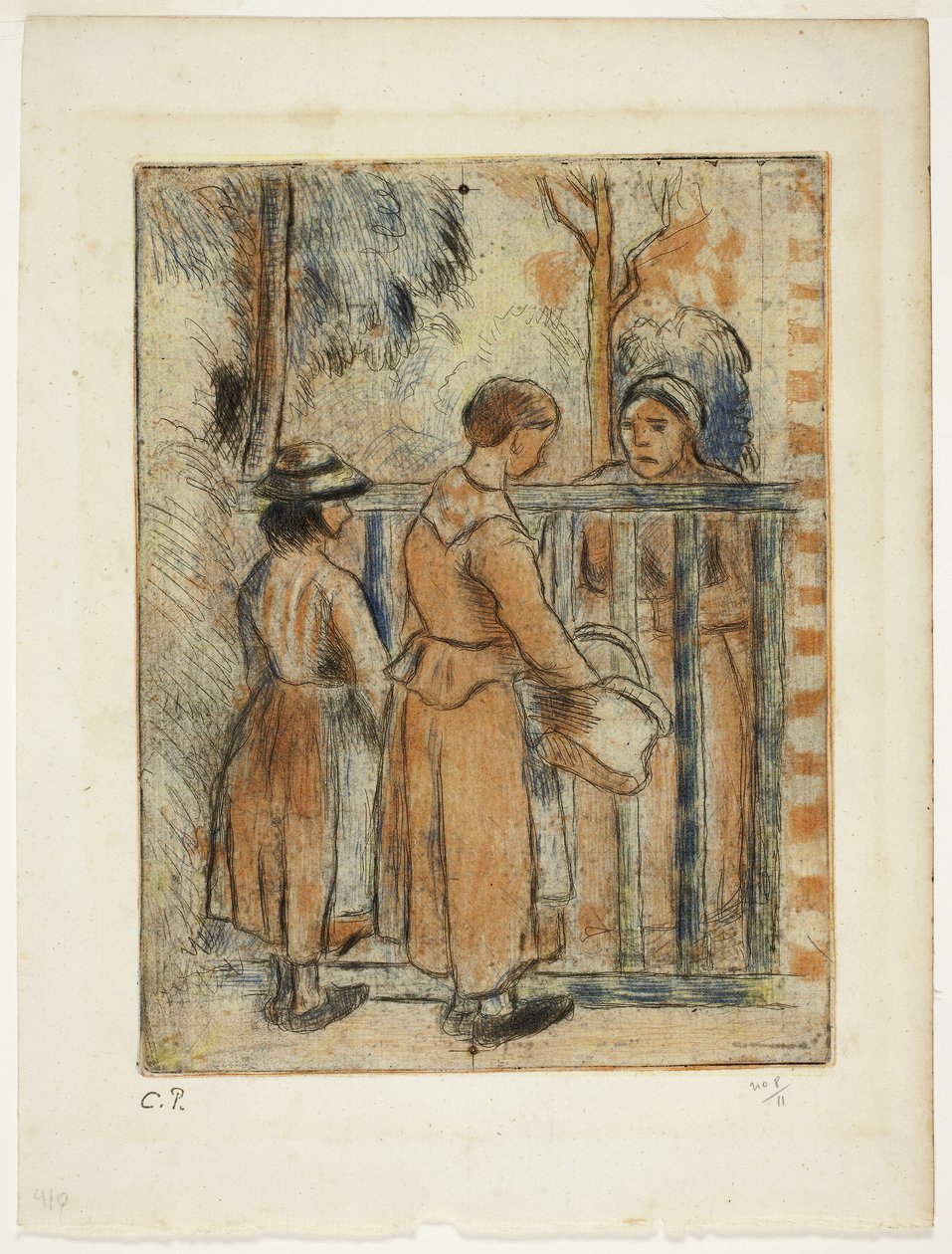 Beggar Women, c.1894 (aguafuerte en color, punta seca y aguatinta sobre papel verjurado marfil) de Camille Pissarro