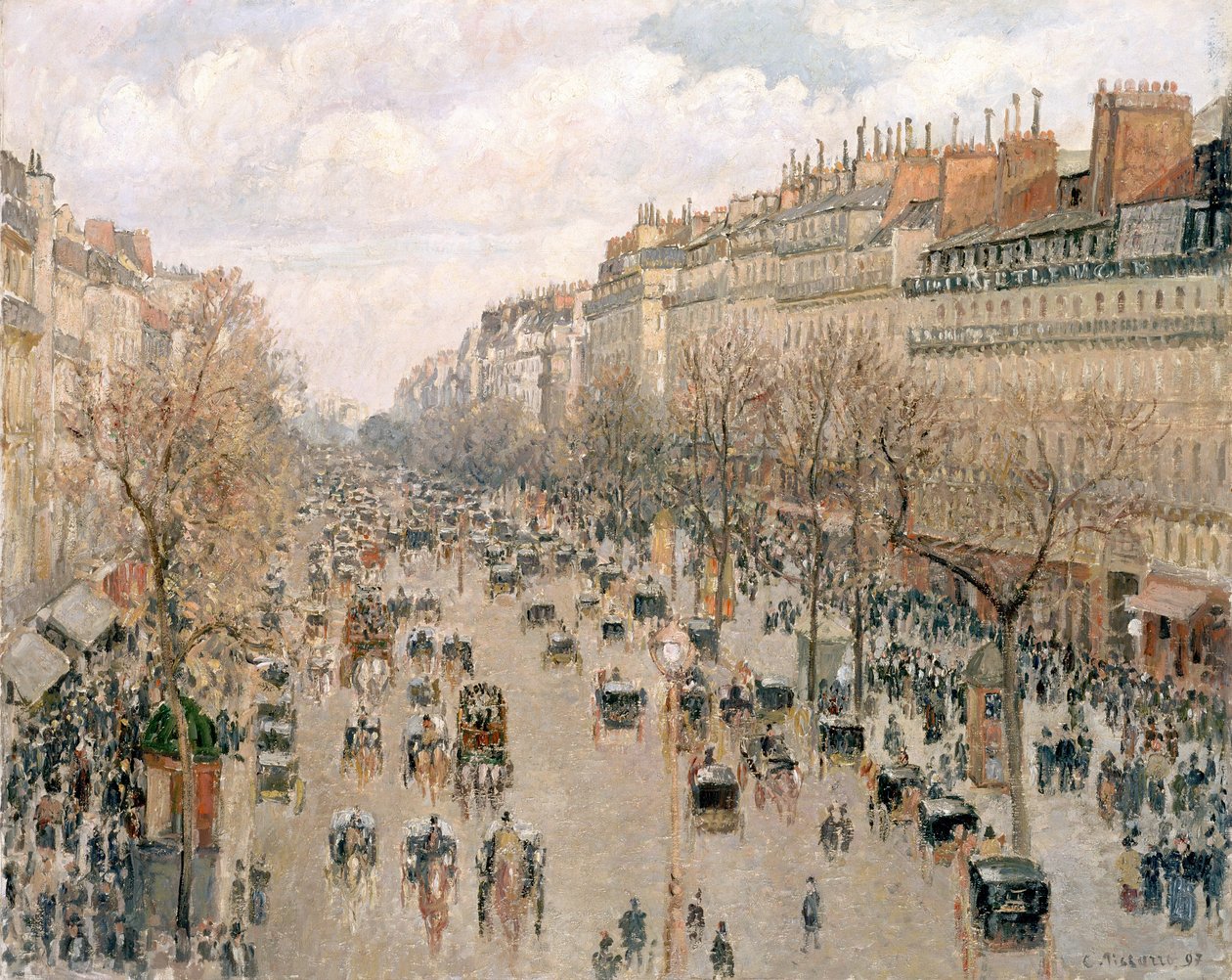 Boulevard Montmartre, sol de la tarde de Camille Jacob Pissarro