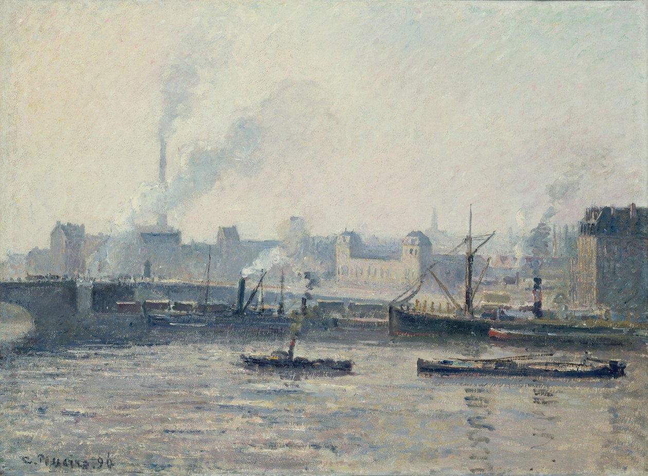 Camille Pissarro, 1896 - El puente de Saint-Sever, Rouen, Niebla de Camille Pissarro
