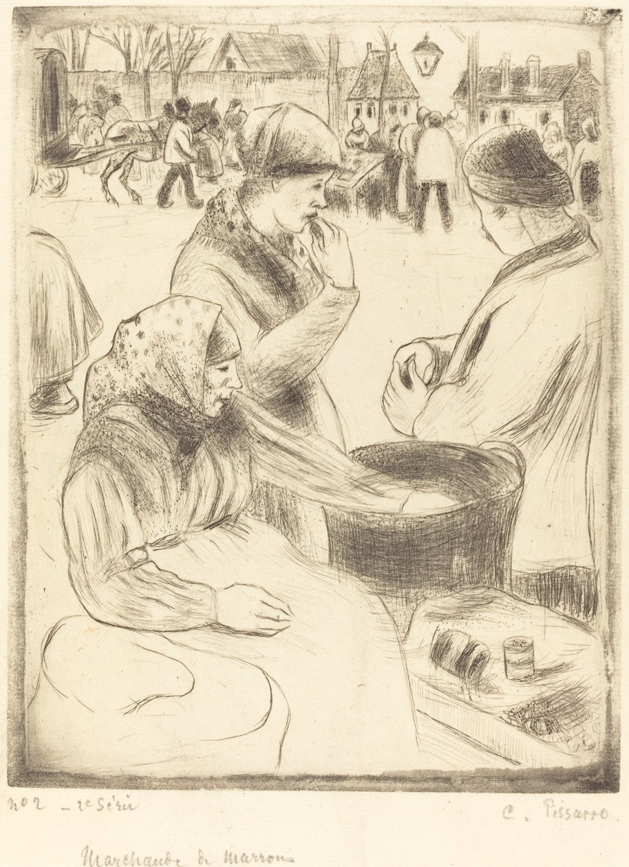 Vendedores de castañas (Marchands de marrons) de Camille Pissarro
