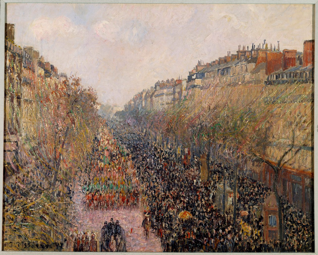 Día de Mardi Gras en el Boulevard Montmartre en París en 1897 de Camille Jacob Pissarro