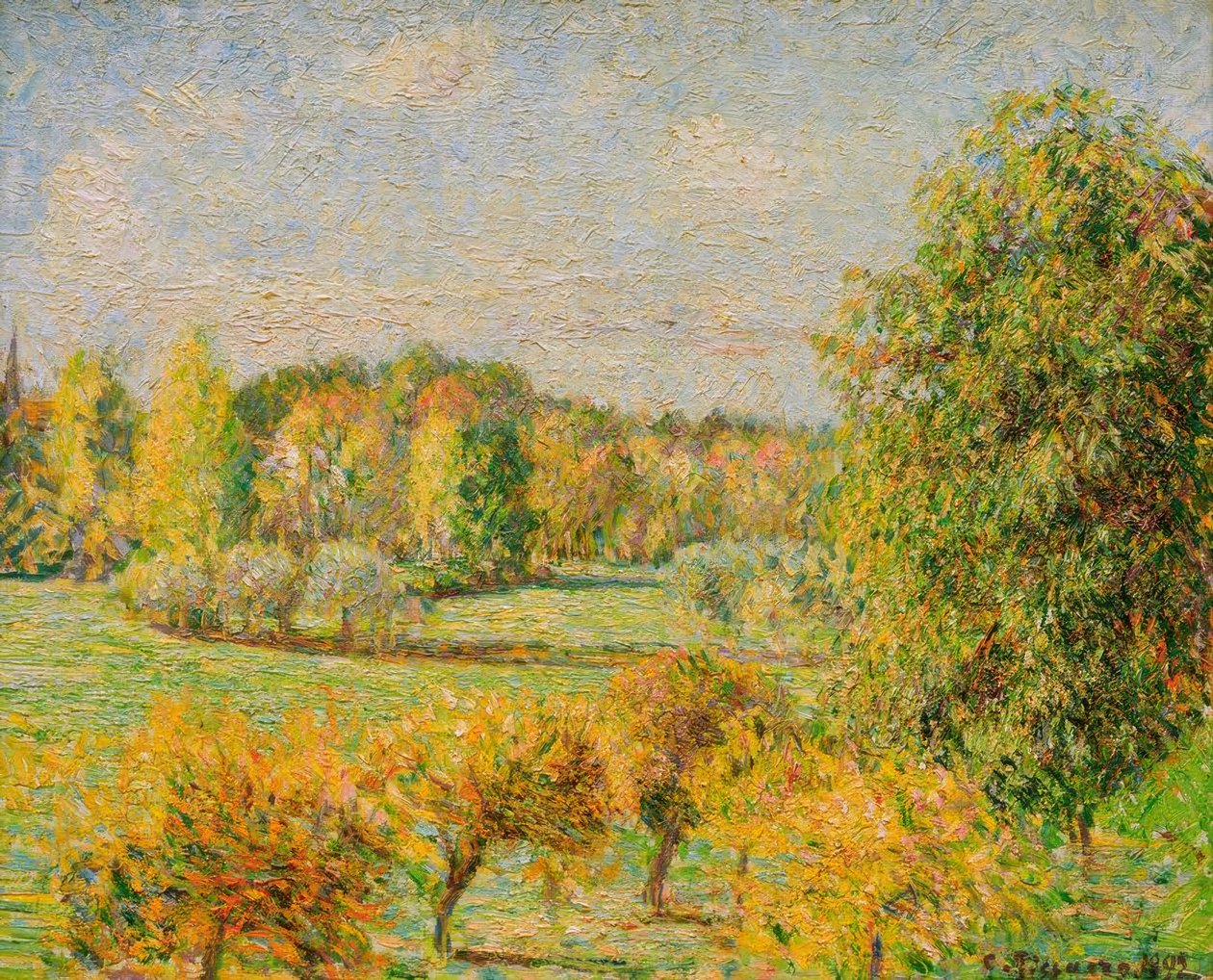 Efecto de otoño, el nogal, Eragny de Camille Pissarro