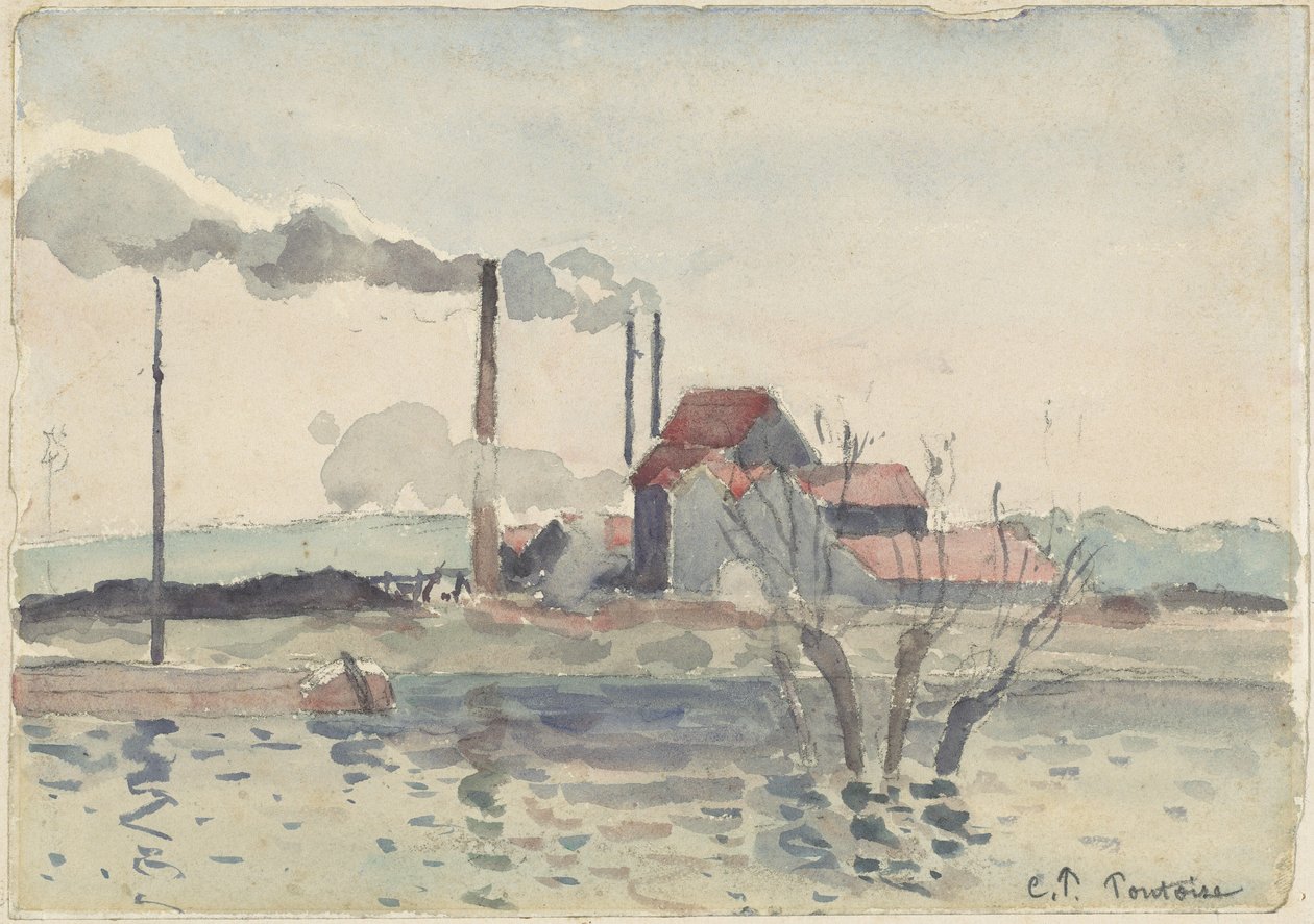 Fábrica en el Oise en Pontoise, 1873 de Camille Pissarro
