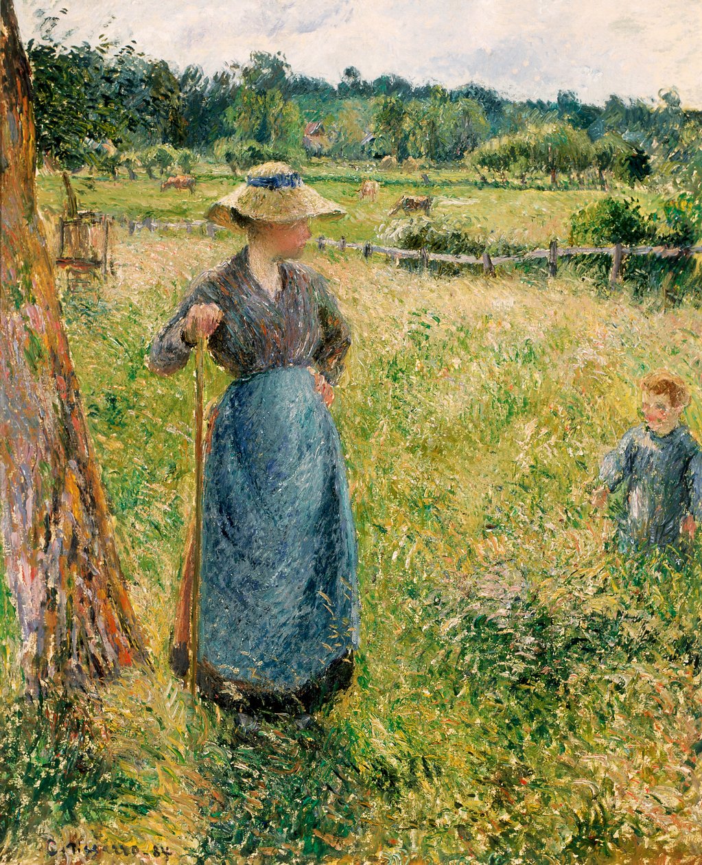 francés:  La Faneuse
Español: La forrajera  La forrajera de Camille Pissarro