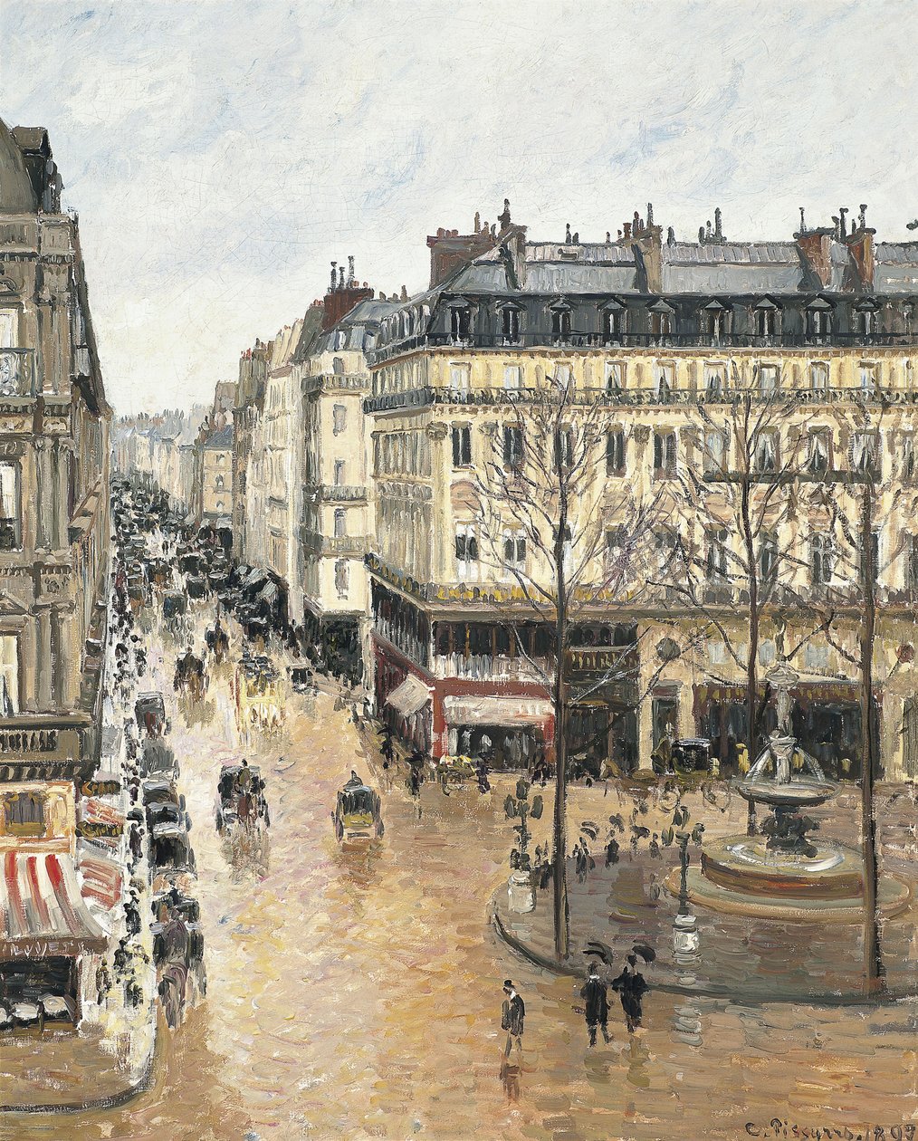 Francés: Rue Saint-Honoré, Après-midi, Effet de Pluie Rue Saint-Honoré in the Afternoon. Efecto de la lluvia de Camille Pissarro