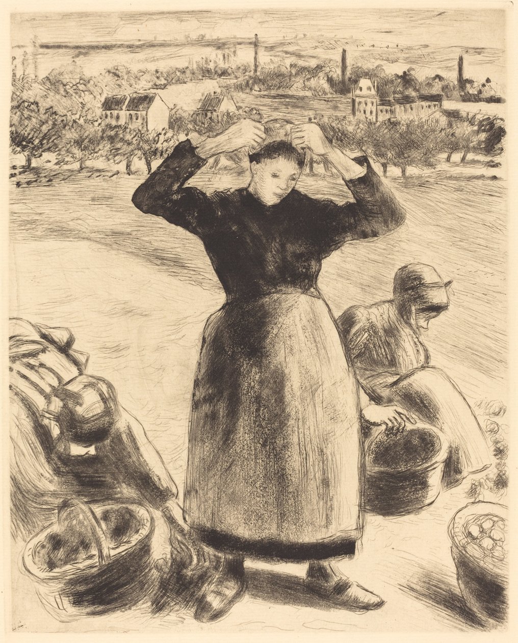 Recolección de patatas, 1886 de Camille Pissarro