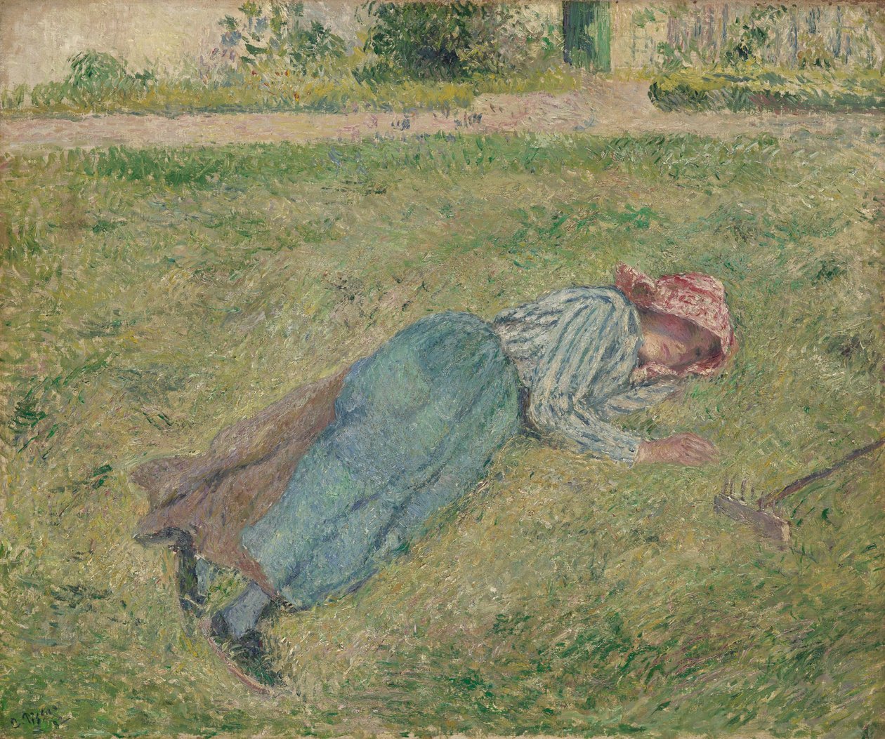 Chica tumbada en la hierba de Camille Pissarro