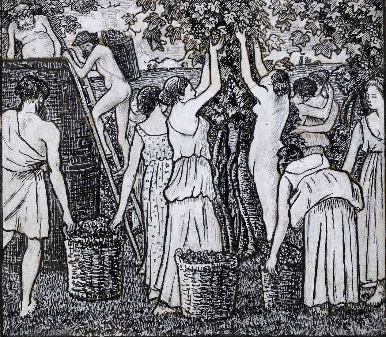 Vendimia, estudio compositivo para una ilustración de 