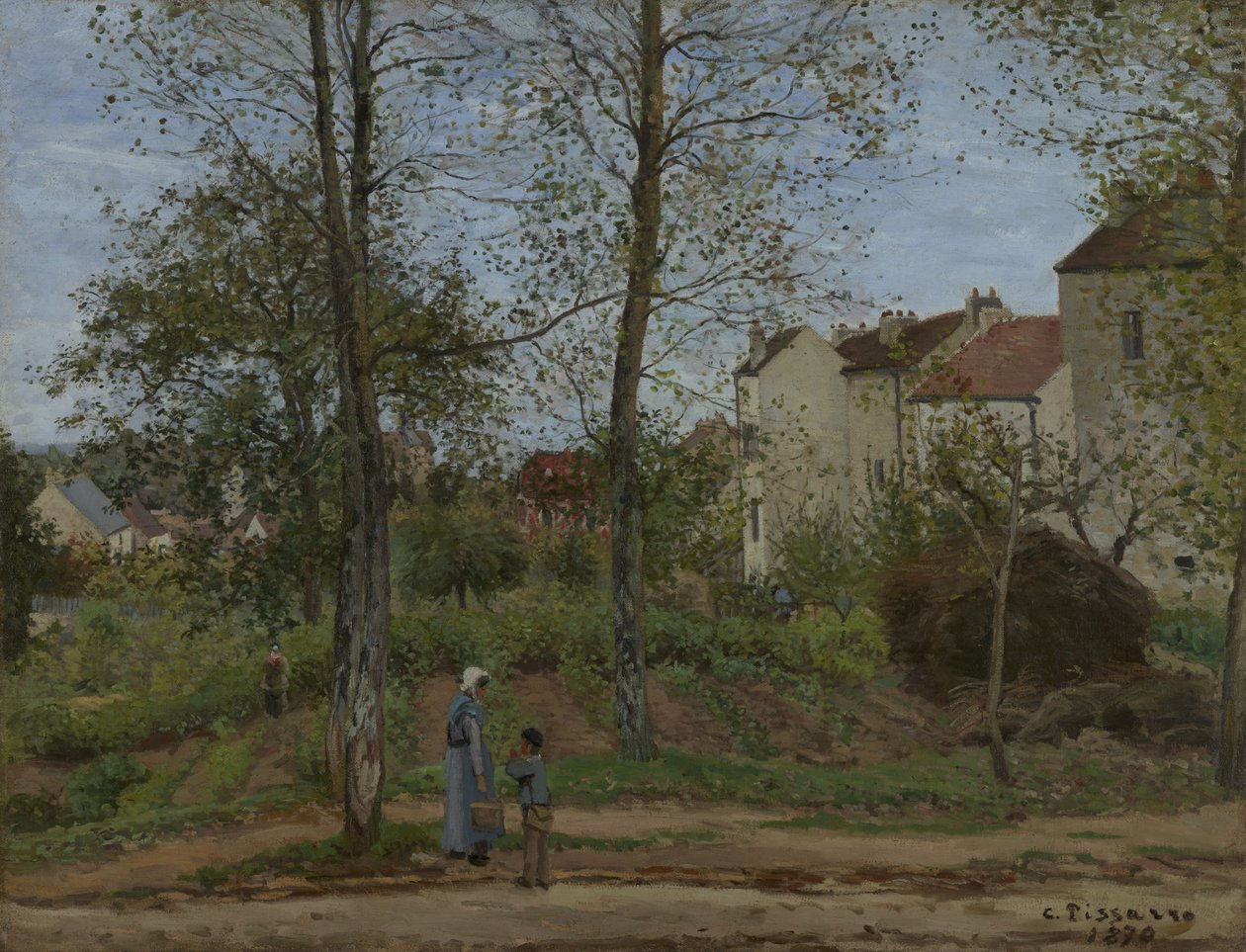 Casas en Bougival (otoño) de Camille Pissarro
