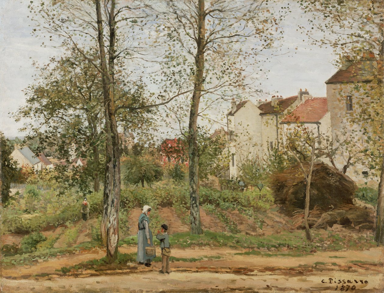 Casas en Bougival (otoño) de Camille Pissarro