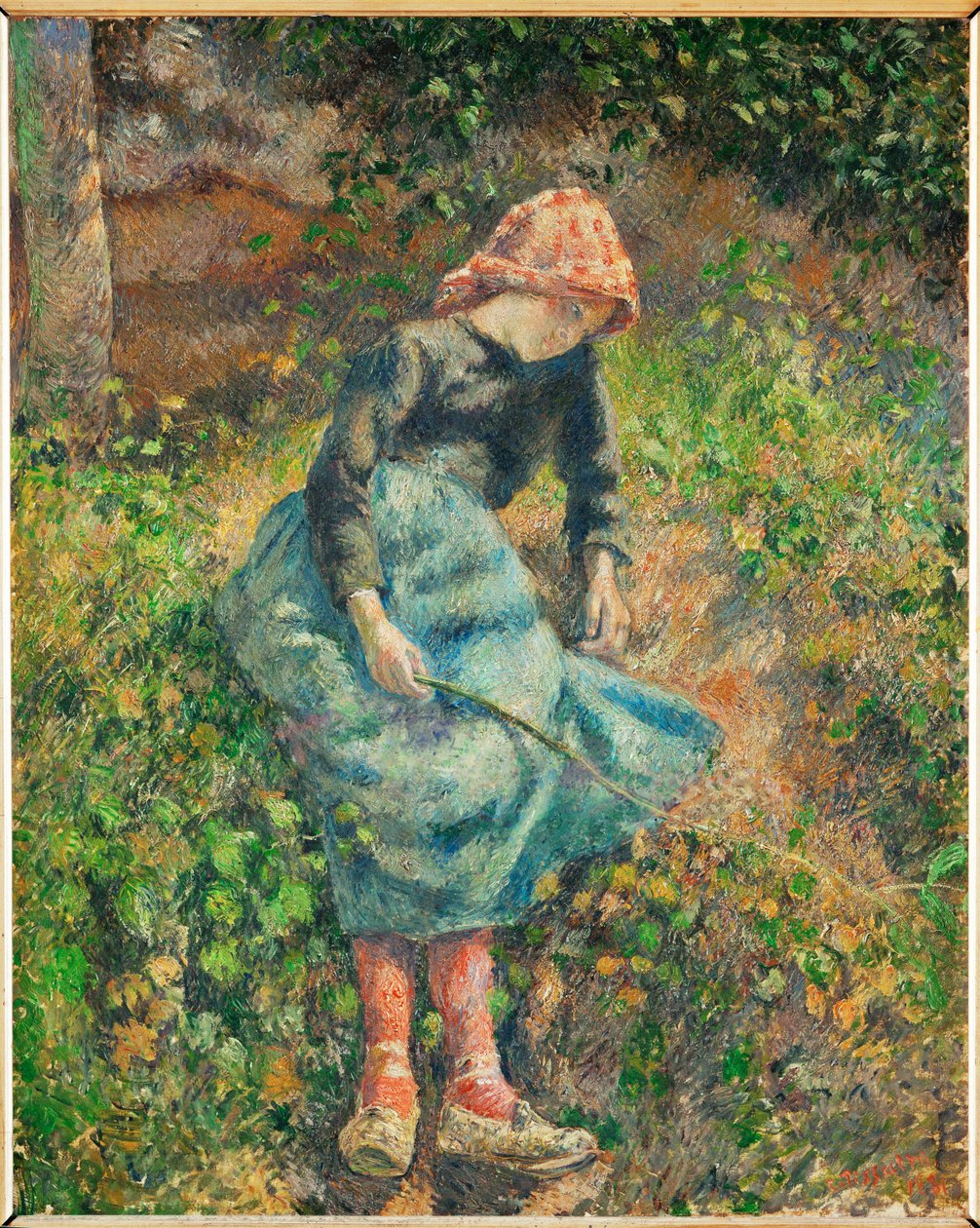 La bergere ou Jeune fille a la baguette, paysanne assise (óleo sobre lienzo) de Camille Pissarro