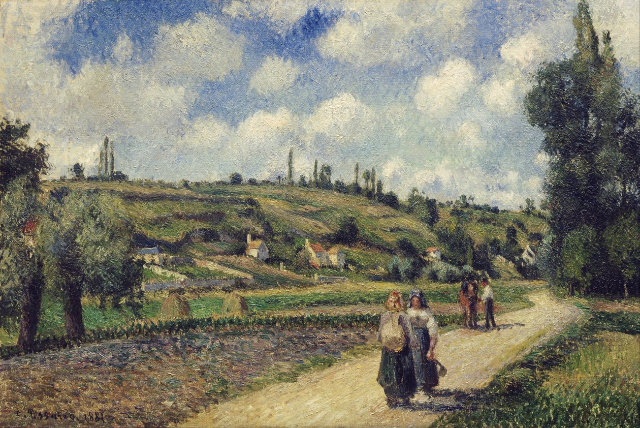 Paisaje cerca de Pontoise, carretera de Auvers, 1881 de Camille Pissarro