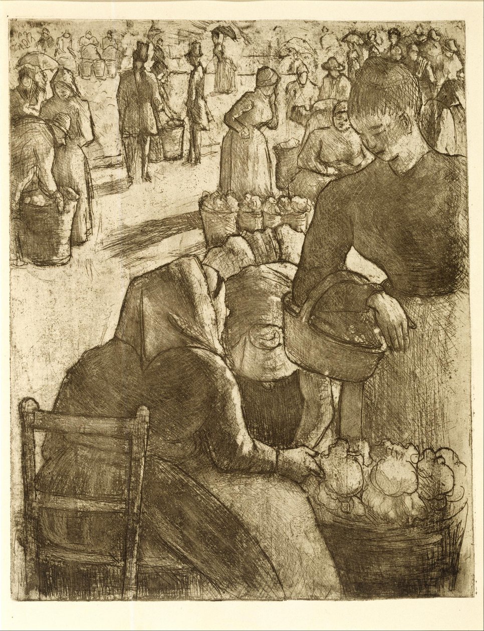 Mercado de verduras de Pontoise de Camille Pissarro