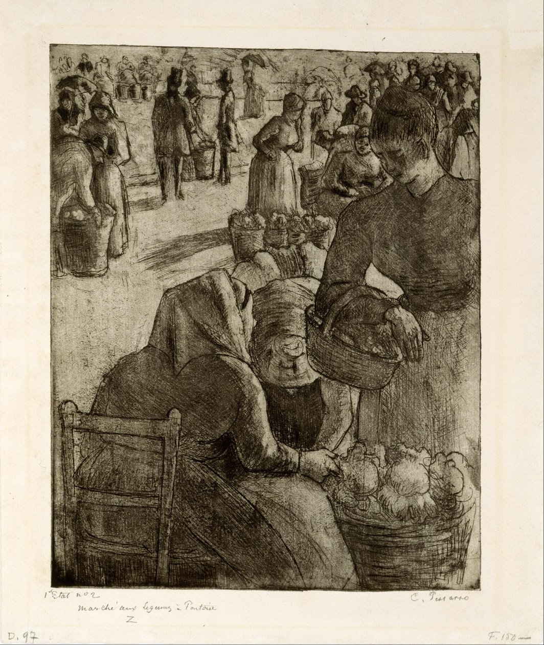 Paseo de la verdura en Pontoise de Camille Pissarro