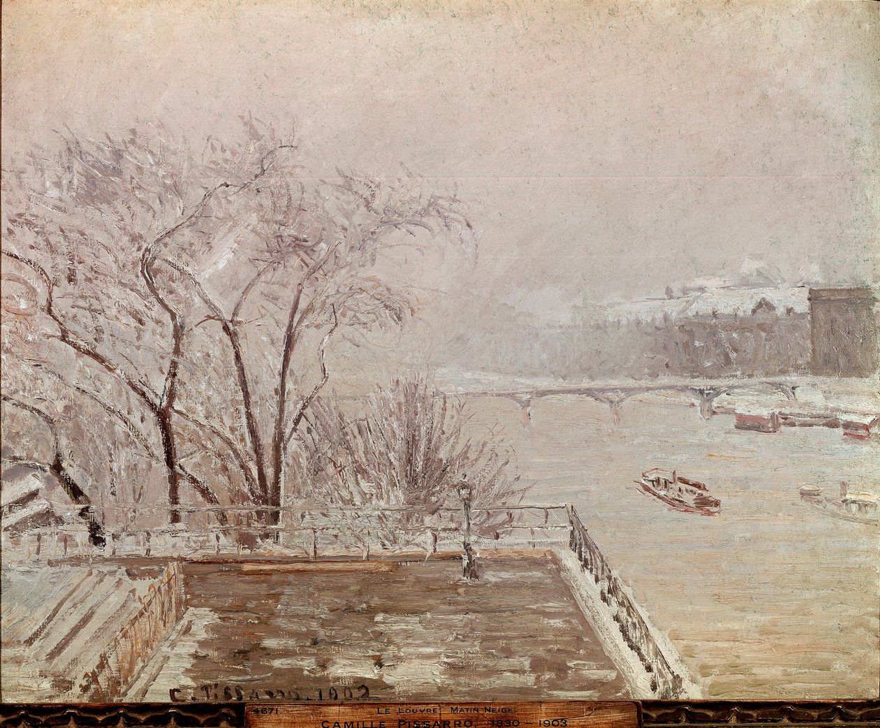 Mañana en el Louvre, efecto de nieve de Camille Jacob Pissarro