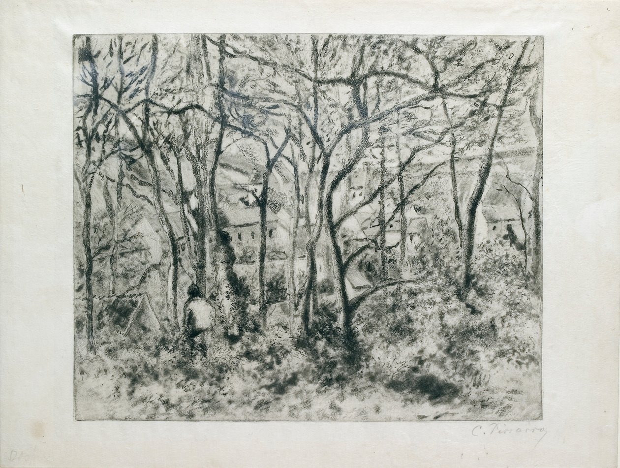 Paisaje bajo el Bosque, en el Hermitage Pontoise, 1879 de Camille Pissarro