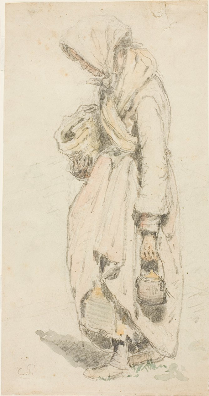 Campesina (anverso); Niño con caña de pescar (reverso) de Camille Pissarro