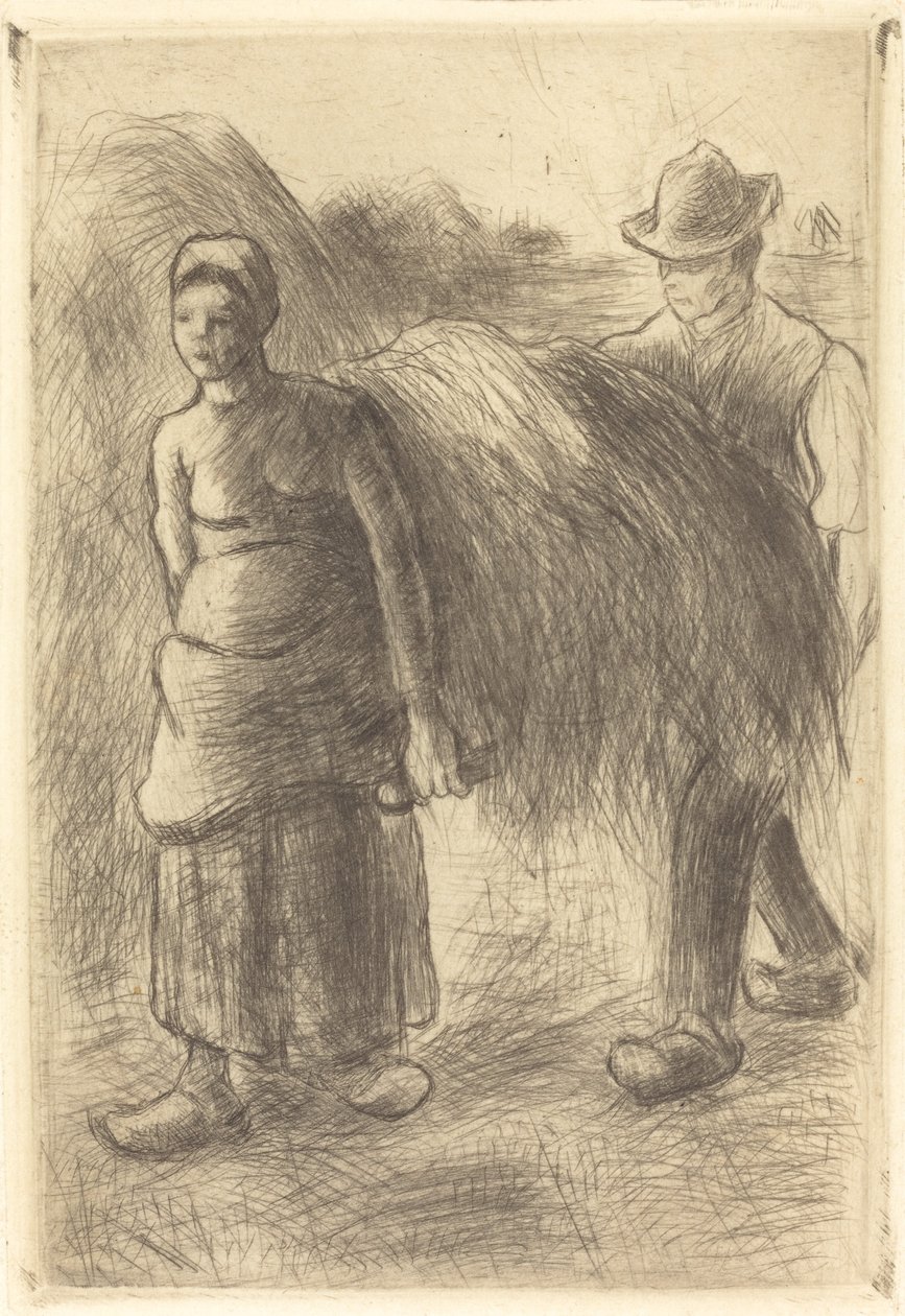Campesinos llevando heno, 1900 de Camille Pissarro