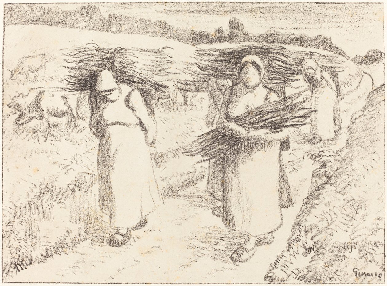 Campesinas llevando leña, 1896 de Camille Pissarro