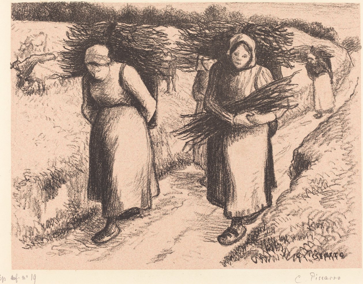 Campesinas llevando leña, 1896 de Camille Pissarro