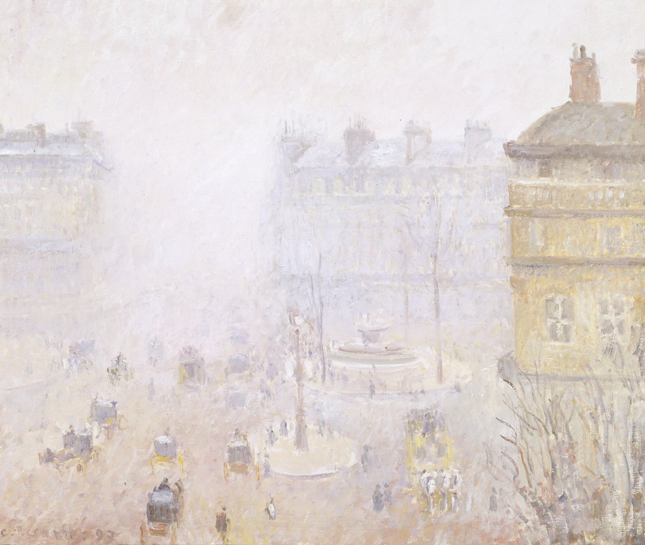 Place du Theatre Francais: Efecto de niebla de Camille Jacob Pissarro
