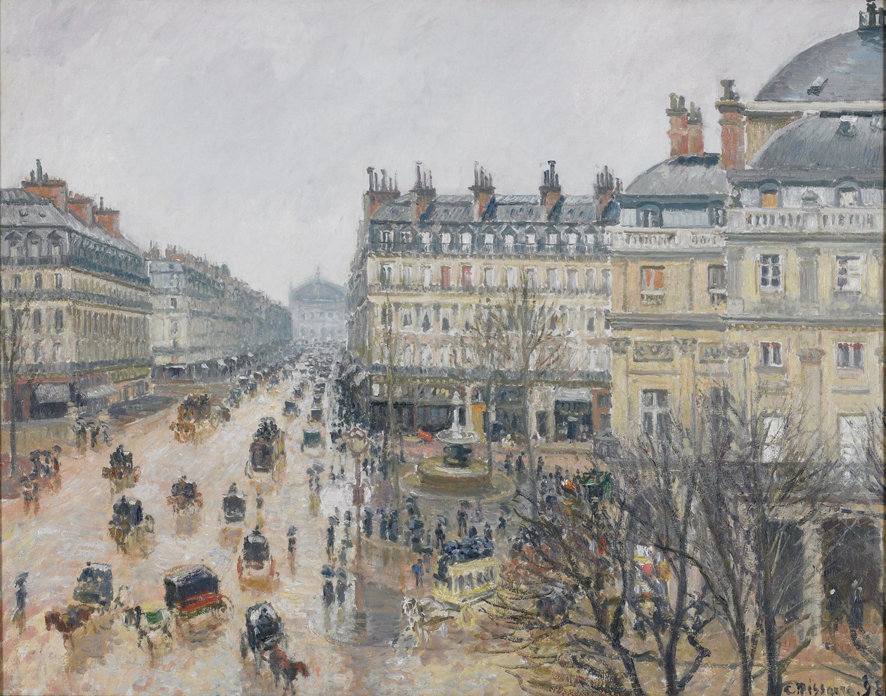 Place du Théâtre Français, París: Lluvia de Camille Jacob Pissarro