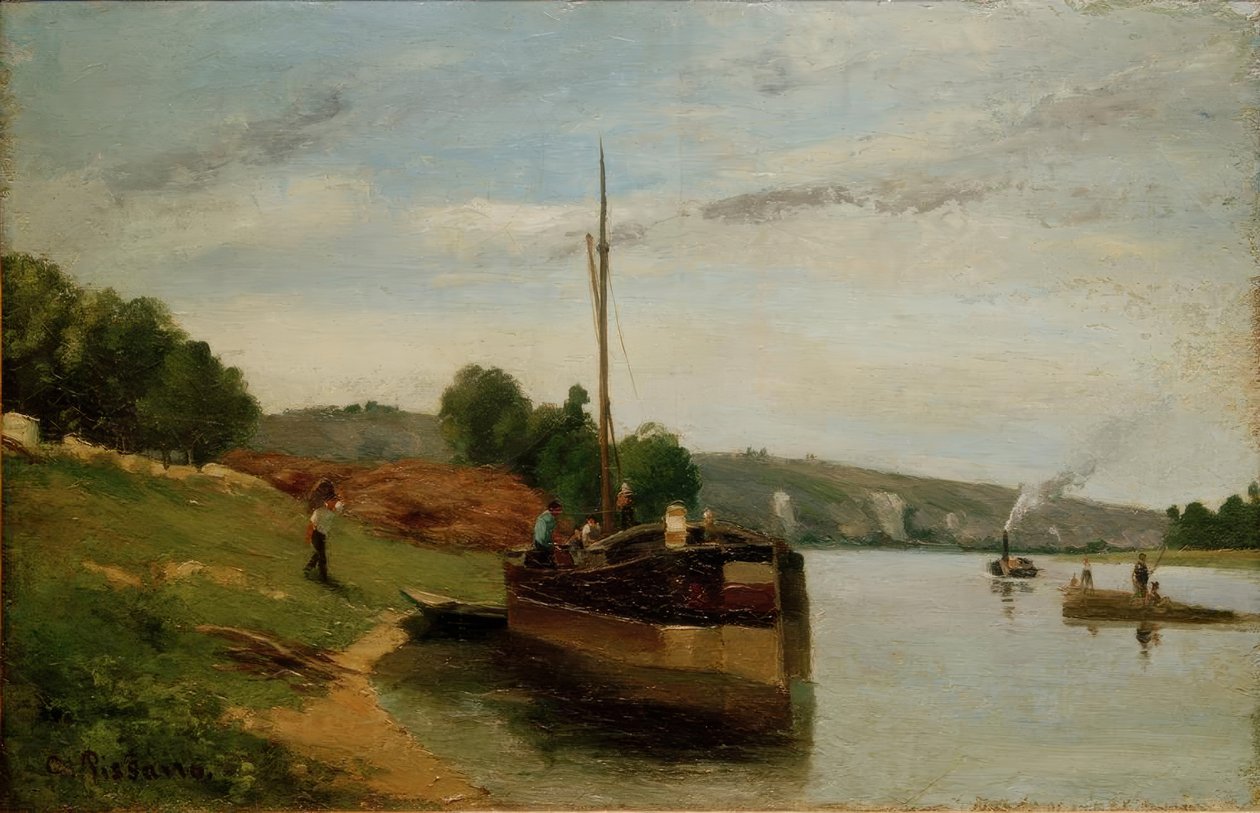 Barcazas en el Sena de Camille Jacob Pissarro