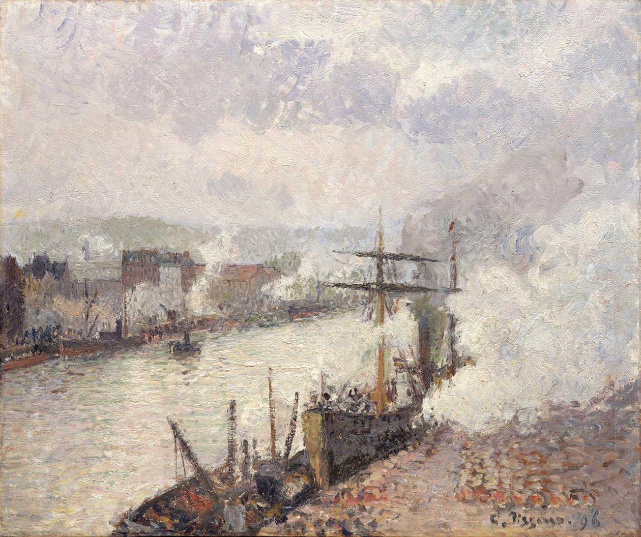 Barcos de vapor en el puerto de Rouen, 1896 de Camille Jacob Pissarro