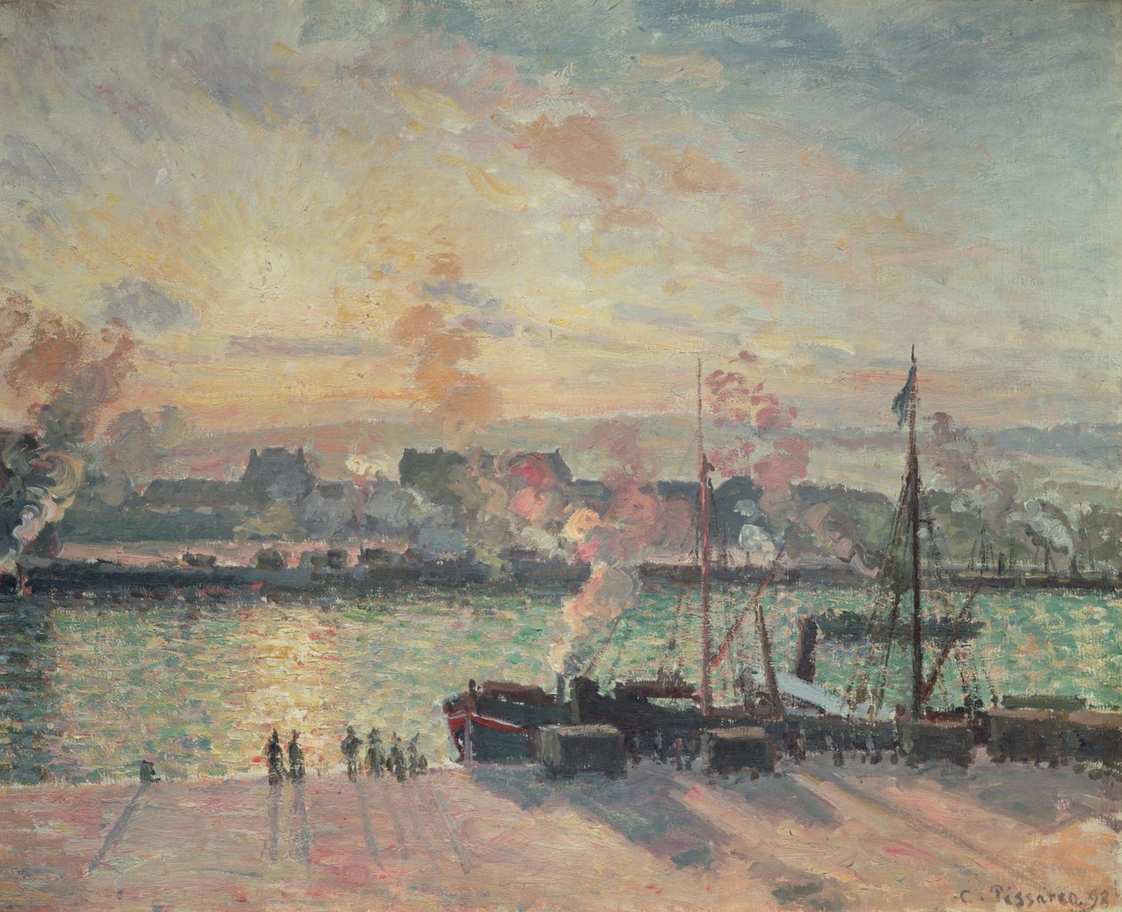 Puesta de sol en Ruán de Camille Pissarro