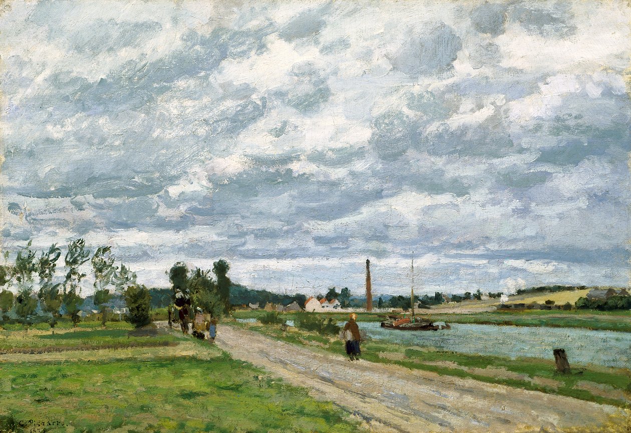 Las orillas del Oise cerca de Pontoise (óleo sobre lienzo) de Camille Pissarro