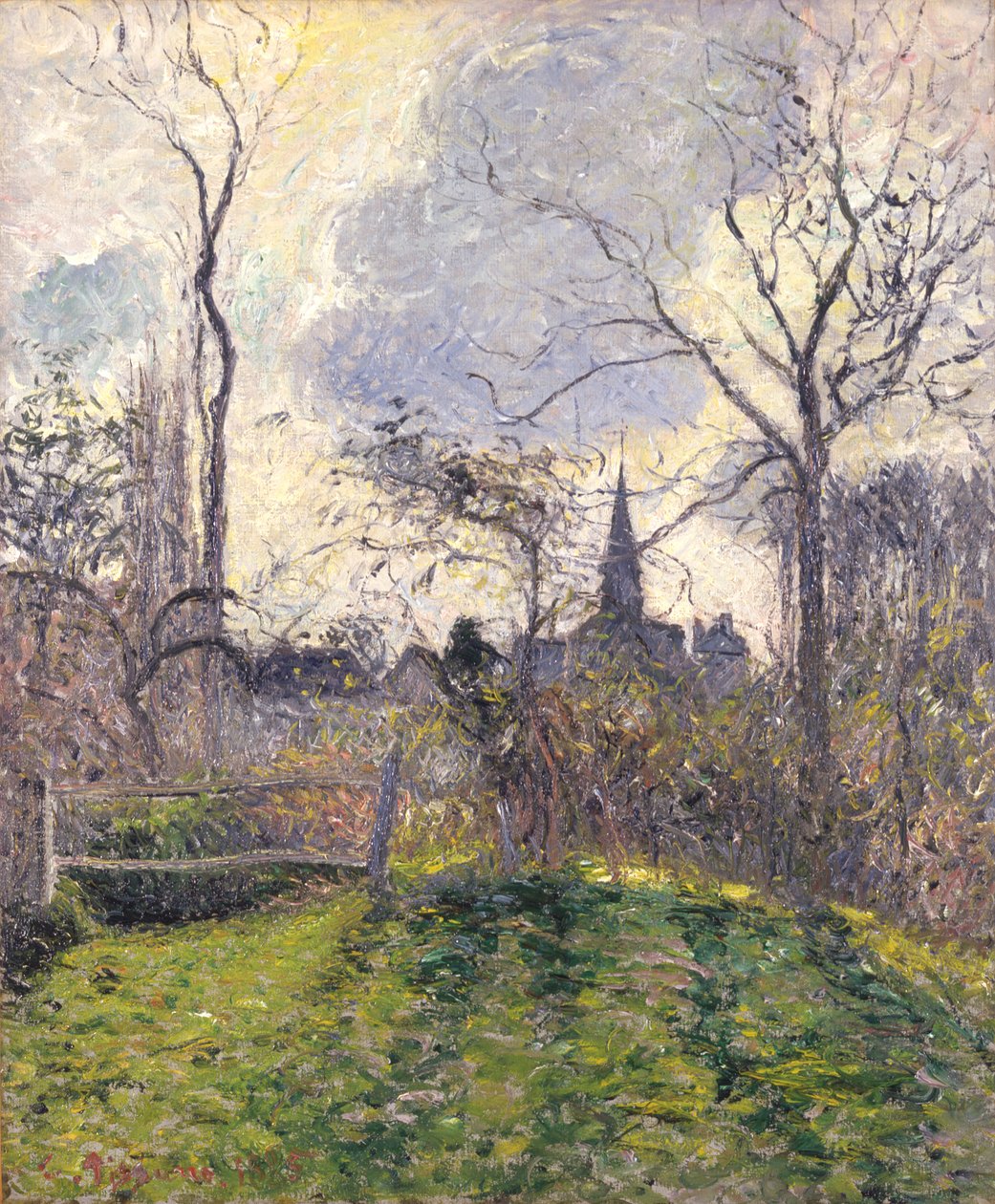 El campanario de Bazincourt de Camille Pissarro