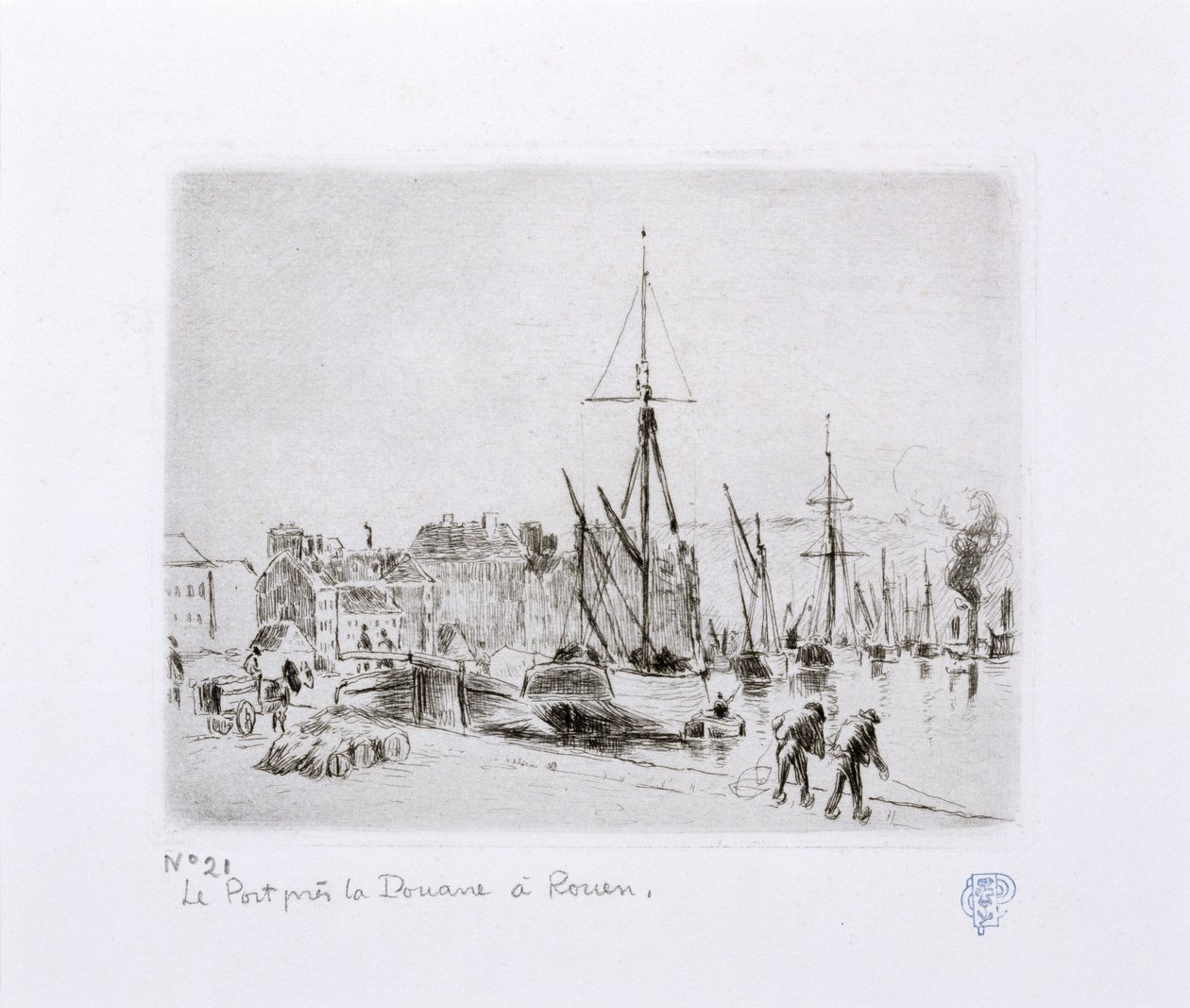 El puerto cerca de la aduana en Rouen de Camille Jacob Pissarro