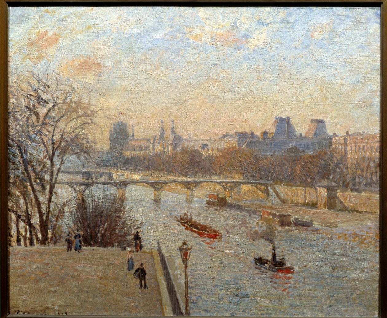El Louvre y el Pont des Arts en París de Camille Jacob Pissarro