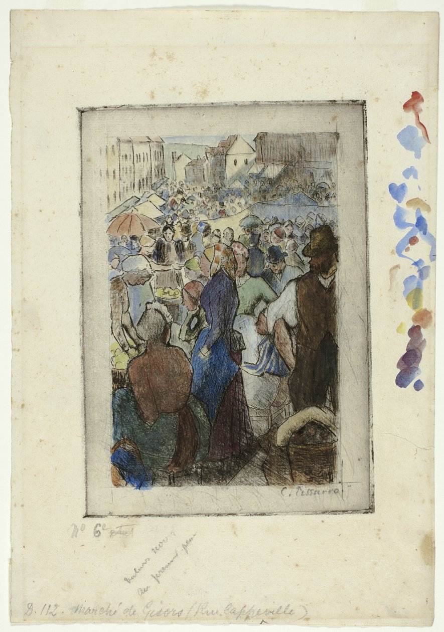 El mercado en Gisors; Rue Cappeville de Camille Pissarro