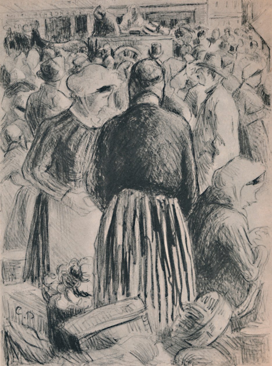 El mercado en Pontoise, 1895, 1946 de Camille Jacob Pissarro